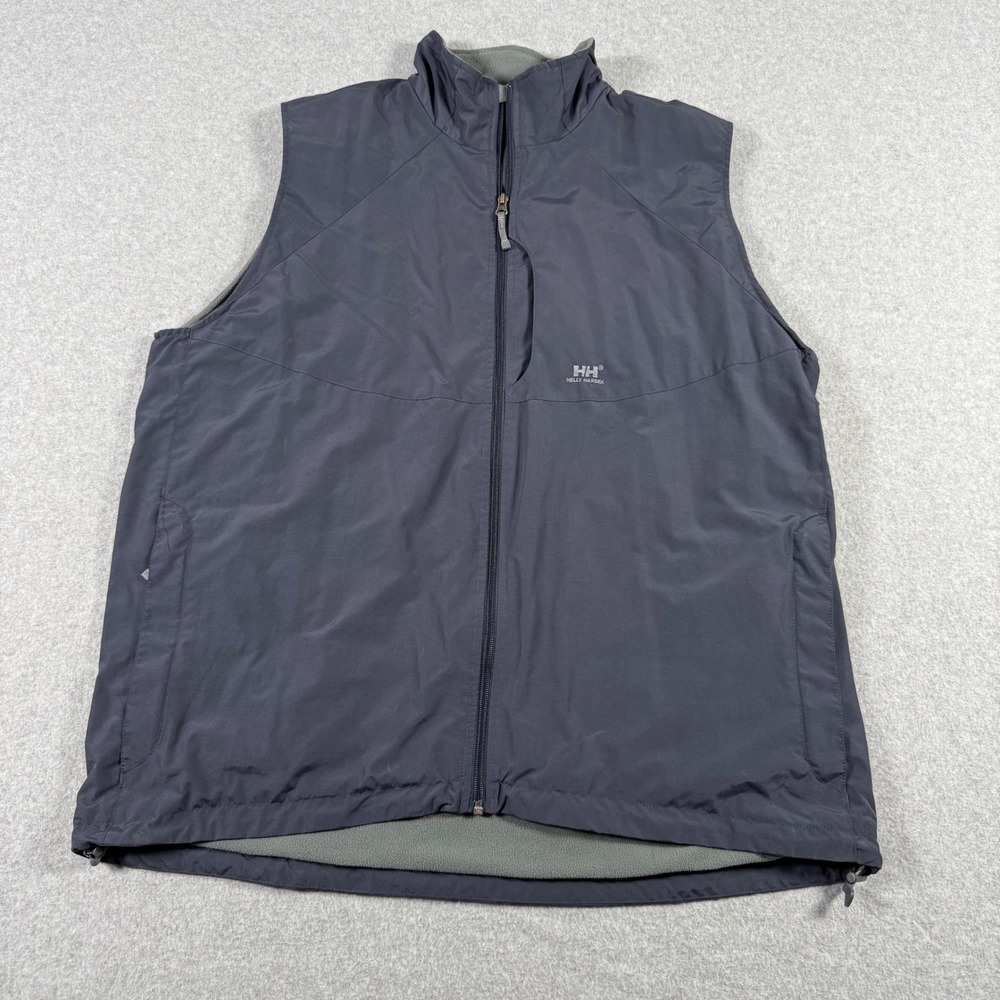 Helly Hansen Mens XXL Navy Shell Gray Fleece Lined Vest Outdoor Gorp Core